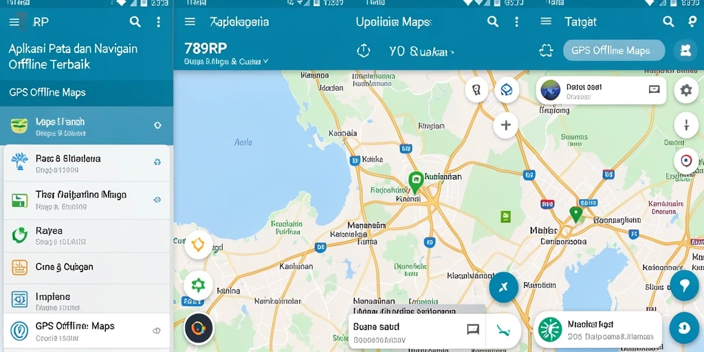 Tampilan antarmuka aplikasi GPS Offline Maps yang user-friendly.