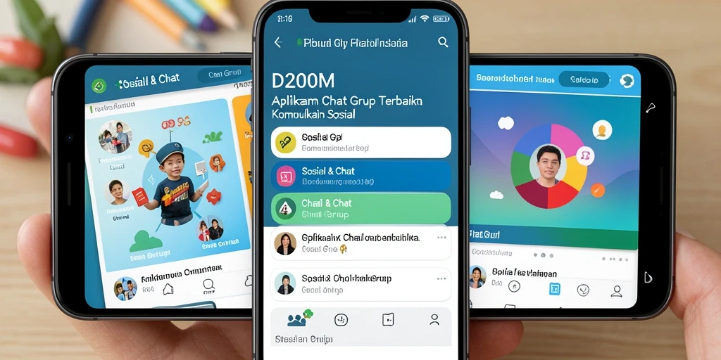 Antarmuka D200M yang modern dan berfungsi baik untuk chat grup.