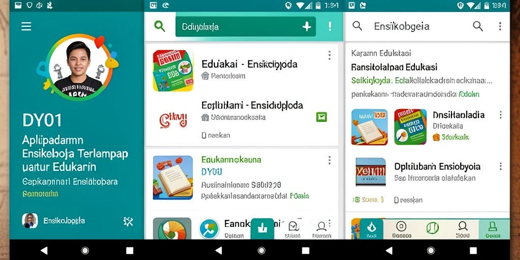 Antarmuka pengguna DY01 menampilkan berbagai topik edukatif yang menarik.