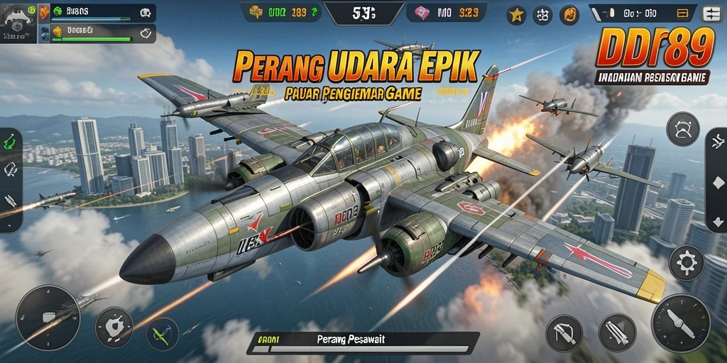 Tampilan antarmuka game Perang Pesawat yang menarik dan intuitif.