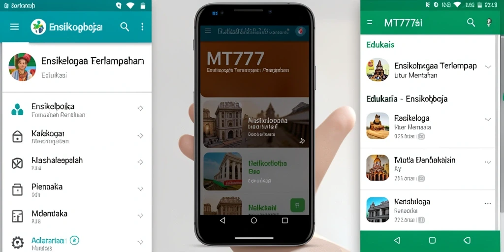 Tampilan antarmuka aplikasi Ensiklopedia MT777 yang menarik dan informatif.