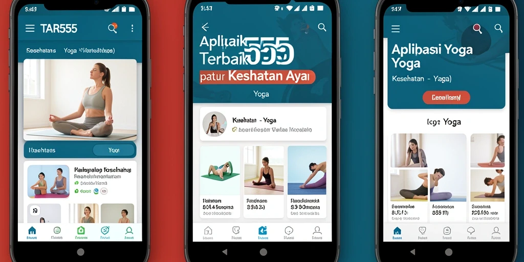 Tampilan utama TAR555 menampilkan berbagai latihan yoga yang menarik dan interaktif.